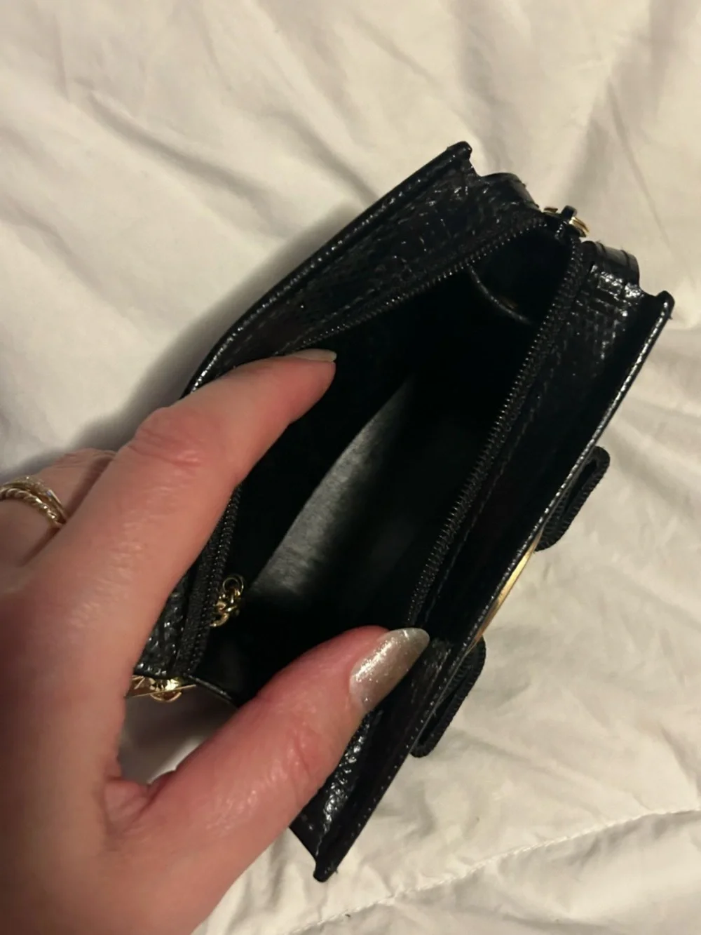 Salvatore Ferragamo Black Lizard-Embossed Vara Bow Keyring Wallet